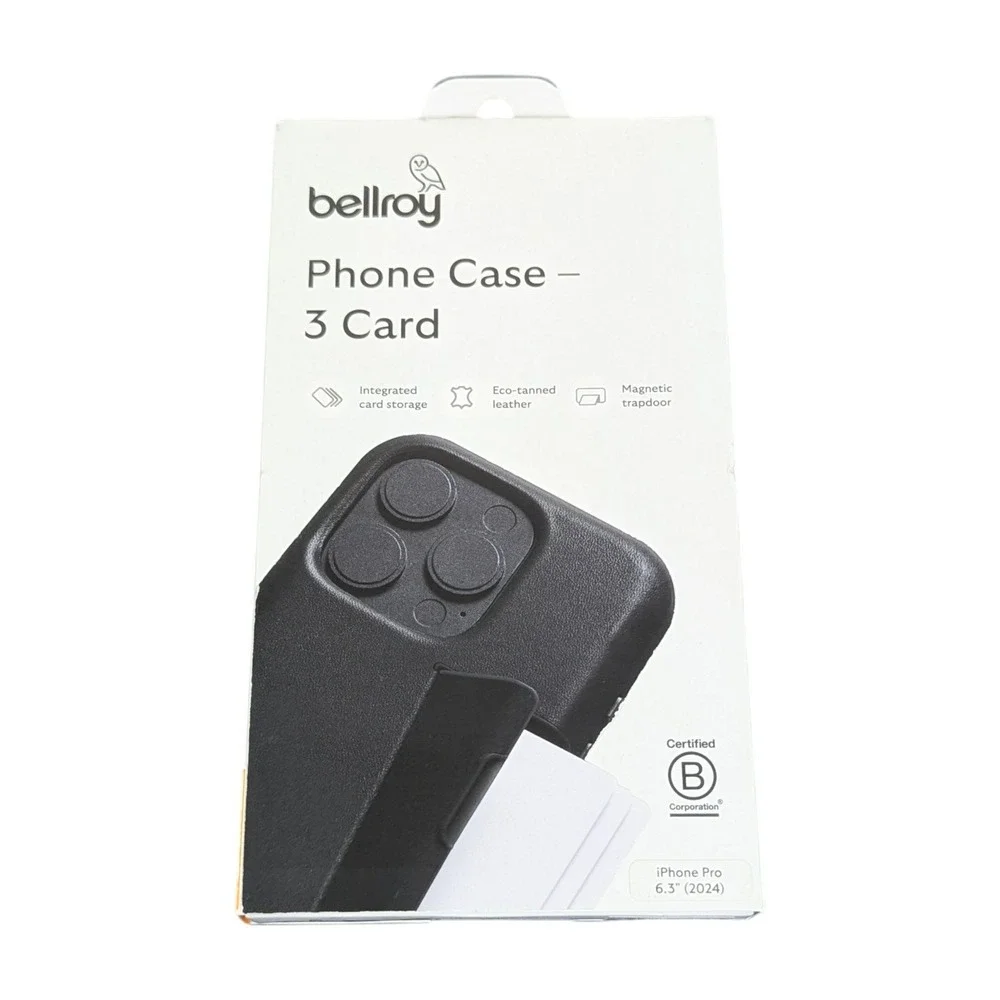 Aa2O Bellroy - iPhone 16‎ Pro Leather Phone Case - 3 Card - Black